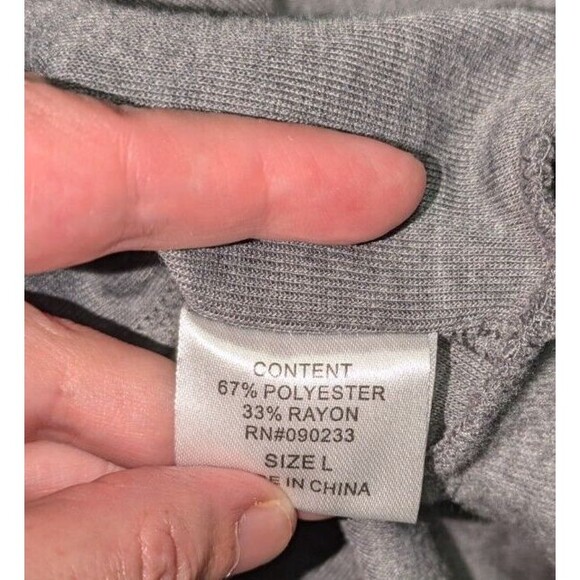 Check and Stripe Cardigan L Women's Gray Draped Open Front Pockets Sweater - Picture 7 of 8